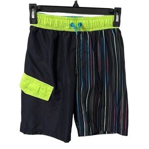 CAT & Jack Boy’s Black Multicolor Stripe Boys Swim‎ Trunks Size M